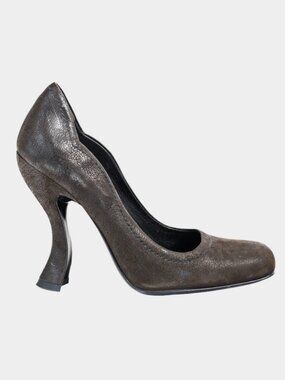 PRADA AW 2004 sculpted curved vintage leather heels